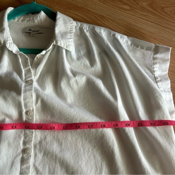 Madewell White Buttoned Relaxed Cap Sleeve Top Medium - Picture 4 of 6